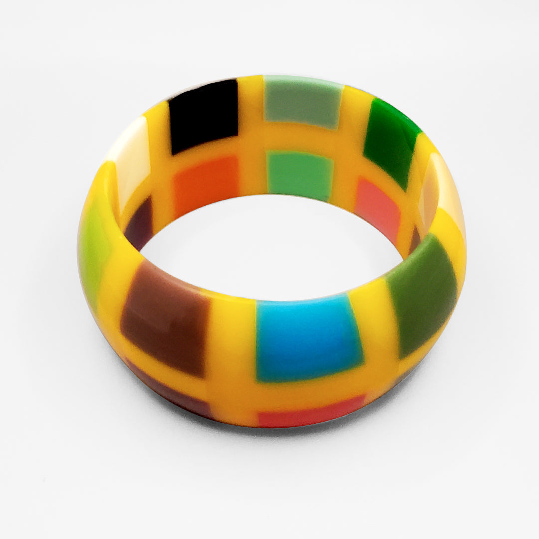 Window Bangle in Yellow with Multicolors